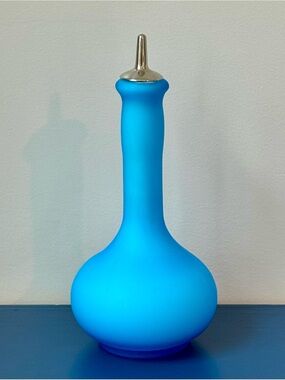 Vintage Fenton Blue Satin Art Glass Barber Bottle